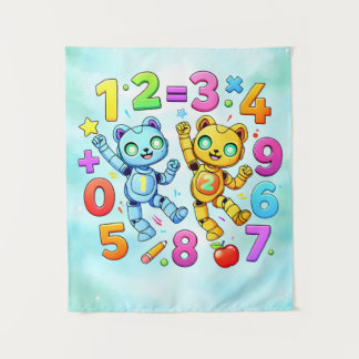 Number Day Cute Math Animals Design Wandkleed