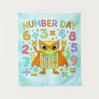 Number Day Cute Maths Calculator Owl Poster Wandkleed