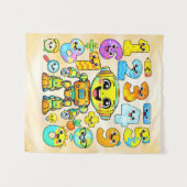 Number Day Cute Robot Numbers Design Wandkleed (Voorkant (horizontaal))