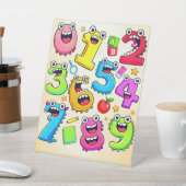 Number Day Funny Cartoon Numbers Design Reclamebord Met Voetstuk (Insitu)