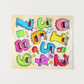 Number Day Funny Cartoon Numbers Design Wandkleed (Voorkant (horizontaal))