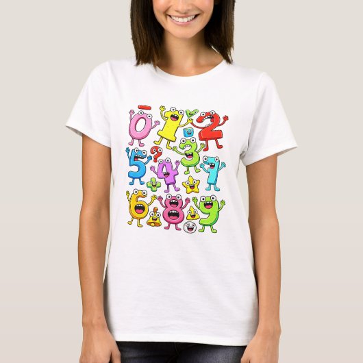 Number Day Funny Cartoon Numbers Math T Shirt (Voorkant)