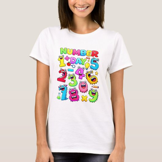 Number Day Funny Cartoon Numbers T Shirt (Voorkant)