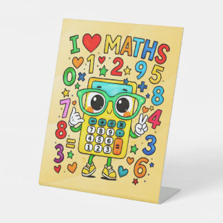 Number Day I Love Maths Pedestal Sign for Schools Reclamebord Met Voetstuk