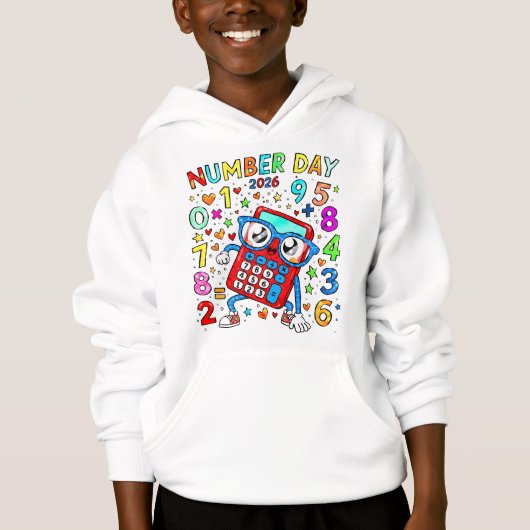 Number Day Kids Hoodie Colourful Maths Calculator (Voorkant)