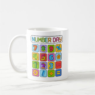 Number Day Math Icons Calculator Design for Kids Koffiemok