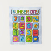 Number Day Math Icons Calculator Design Wandkleed (Voorkant)