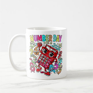 Number Day Maths Mug | Fun Calculator Character Koffiemok