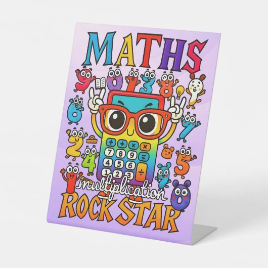 Number Day Maths Rockstar Pedestal Sign for School Reclamebord Met Voetstuk (Voorkant)