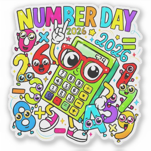 Number Day Maths Sticker for Kids UK School (Voorkant)