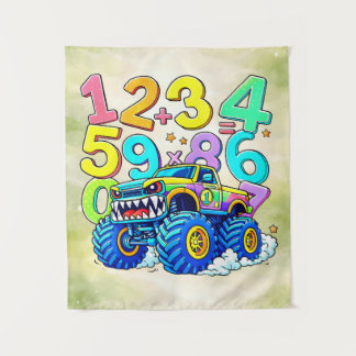Number Day Monster Truck Math Design Wandkleed