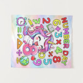 Number Day Unicorn Math Numbers Design Wandkleed (Voorkant (horizontaal))