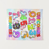 Number Day Unicorn Numbers Math Design Wandkleed (Voorkant (horizontaal))