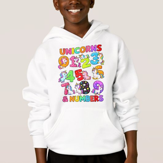 Number Day Unicorn Numbers Math Hoodie (Voorkant)