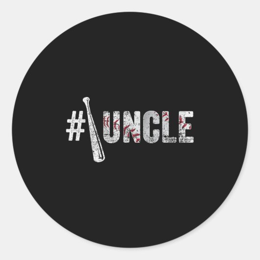 Number One Baseball Uncle Fathers Day Funny Baseba Ronde Sticker (Voorkant)