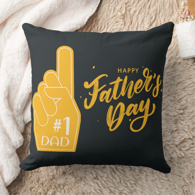 Number One Dad Foam Finger Typography Kussen (Deken)