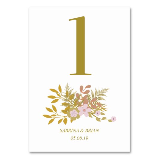 Number One Floral Pink and Gold design Kaart (Voorkant)