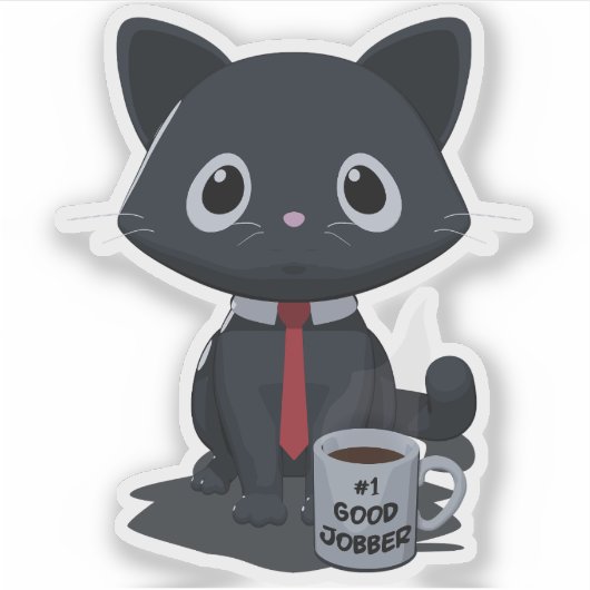 Number One Good Jobber Cat Sticker (Voorkant)