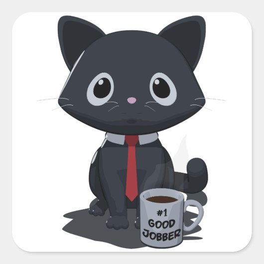 Number One Good Jobber Cat Vierkante Sticker (Voorkant)
