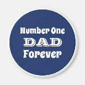 Number One Papa Blauw en Wit Vaderdag Magneet (Voorkant)