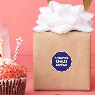 Number One Papa Blauw en Wit Vaderdag Ronde Sticker