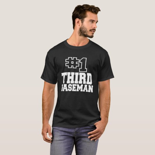 Number One Third Baseman 1 Baseball Softball Infie T-shirt (Voorkant volledig)