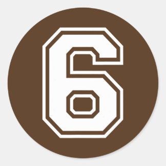 Number Sports 6 Varsity College Team Boy Girl 6th Ronde Sticker