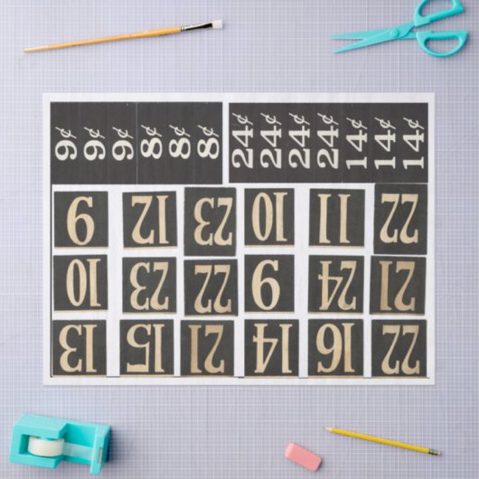 Numbered Junk Journal Elements Tissuepapier (Craft)