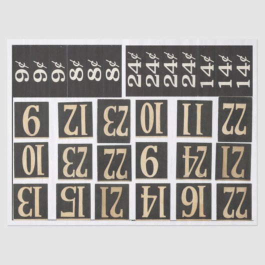 Numbered Junk Journal Elements Tissuepapier (Voorkant)