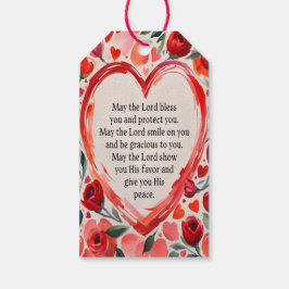 Numbers 6:24-26 Hartjes- en bloemenkaart Cadeaulabel