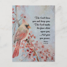 Numbers 6 24-26 Lord Bless You Red Bird & Berries
