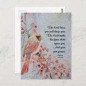 Numbers 6 24-26 Lord Bless You Red Bird & Berries Briefkaart (Voorkant / Achterkant)