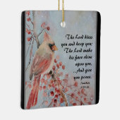 Numbers 6 24-26 Lord Bless You Red Bird & Berries Keramisch Ornament (Rechts)