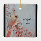 Numbers 6 24-26 Lord Bless You Red Bird & Berries Keramisch Ornament (Achterkant)