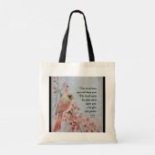 Numbers 6 24-26 Lord Bless You Red Bird & Berries Tote Bag (Achterkant)