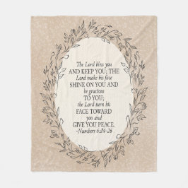 Numbers 6:24–26 The Lord Bless You Neutral Vintage Fleece Deken
