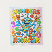 Numbers Rockstar Cute Robot Math Design Wandkleed (Voorkant)