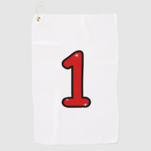 Numeral 1, one, 1 year, number 1, number one, 1 ye golfhanddoek