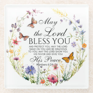 Numeri 6:24-26 De Heer zegene u de wilde bloem Glazen Onderzetter