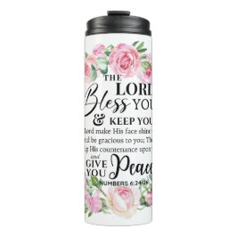 Numeri 6:24-26 De Here zegene u het Bijbelse Roos Thermosbeker