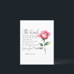 Numeri 6:24-26 De Here zegene u Roos Briefkaart<br><div class="desc">De Heer zegene u en bewaar u; de Heer laat Zijn aangezicht op u schijnen en wees genadig voor u; de Heer heft Zijn aangezicht op u op en geeft u vrede. - Numeri 6:24-26 Bijbelse Schrift met één Roos bloemontwerp.</div>