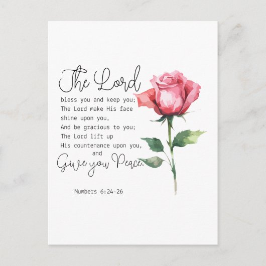 Numeri 6:24-26 De Here zegene u Roos Briefkaart (Voorkant)
