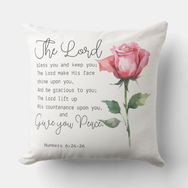 Numeri 6:24-26 De Here zegene u Roos Buitenkussen (Voorkant)