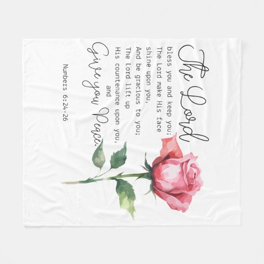 Numeri 6:24-26 De Here zegene u Roos Fleece Deken (Voorkant (Horizontaal))