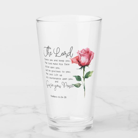 Numeri 6:24-26 De Here zegene u Roos Glas (Voorkant)
