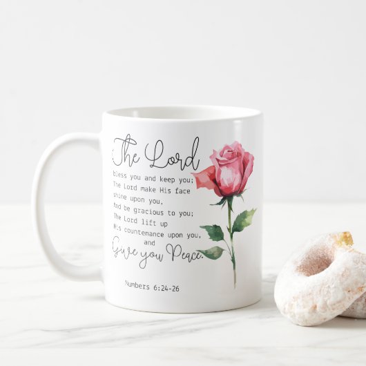 Numeri 6:24-26 De Here zegene u Roos Koffiemok (Met donut)