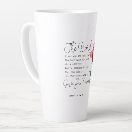 Numeri 6:24-26 De Here zegene u Roos Latte Mok (Linkerhoek)