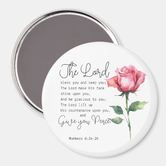 Numeri 6:24-26 De Here zegene u Roos Magneet (Voorkant / Achterkant)