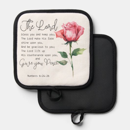 Numeri 6:24-26 De Here zegene u Roos Pannenlap (Voorkant / Achterkant)