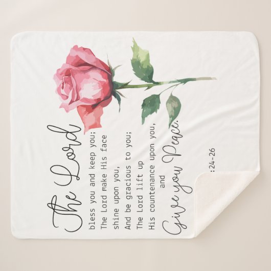 Numeri 6:24-26 De Here zegene u Roos Sherpa Deken (Voorkant (horizontaal))